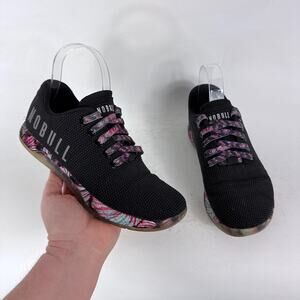 NOBULL Midnight Palm Trainer Shoes Women's 6.5 Black Lace-Up Athletic Sneakers